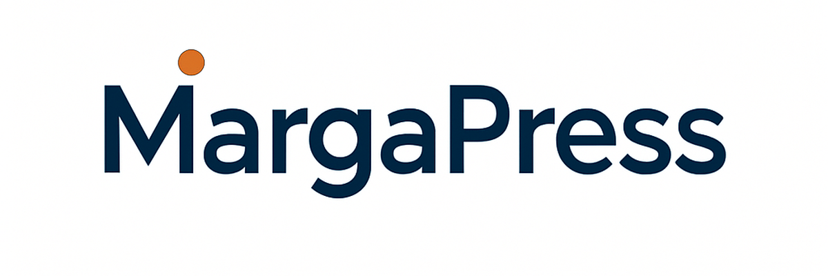 MargaPress logo opción 1 - Clean Navy - Normal 1200x400