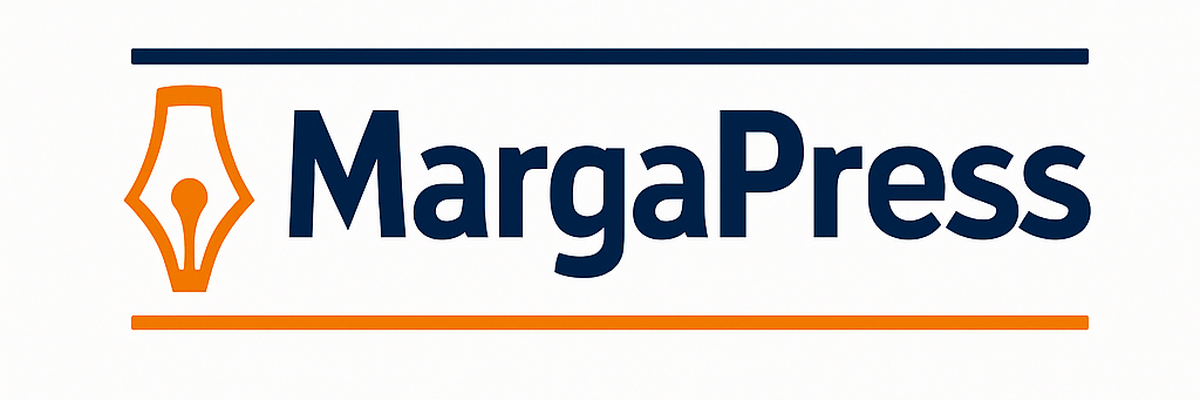 MargaPress logo opción 22 - Double Line + Quill - Normal 1200x400