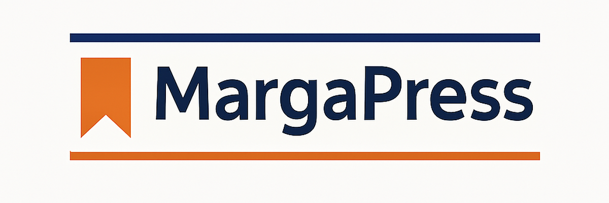 MargaPress logo opción 23 - Double Line Bookmark Inline - Normal 1200x400