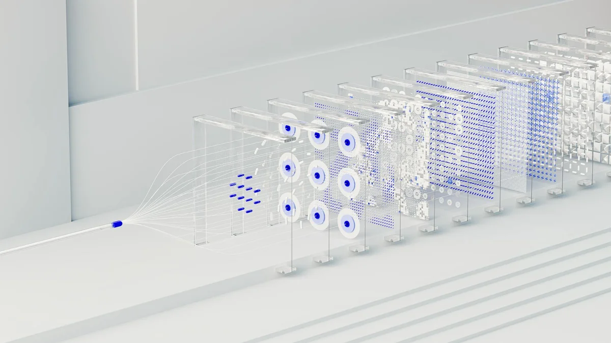 Claude vs ChatGPT: por qué Claude no es solo otro chatbot, e... — Visual abstraction of neural networks in AI technology, featuring data flow and